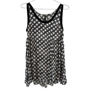 FREE PEOPLE Molly Dot Swing Sleeveless Shift Dress • XS • black & white